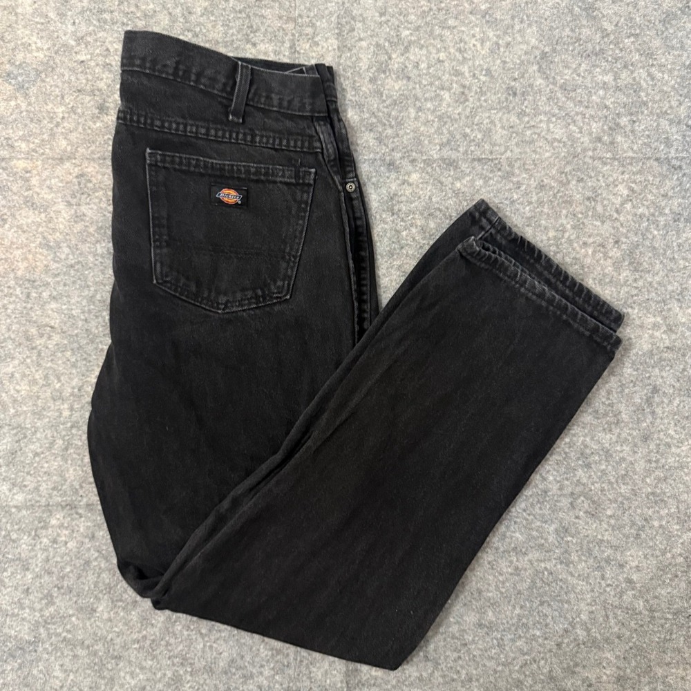Dickies Mens Black Denim Jeans Straight Leg Workwear Pants 36x32